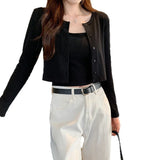 High-End Niche With Chest Cushion Sleeveless Vest Women's Outer Tower Long-Sleeved Open Shirt Two Sets Of 2025 New Dress-Up Short Top