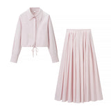 2025 Autumn New Women's Long-Sleeved Collar Village Shirt + Half-Dress Two-Set Women