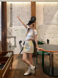 Dopamine Broken Flower Dress Women's Summer Thin 2025 New High Waist Skinny A-Skinped Blossomed Blossom Short Dress