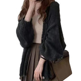 Medium Long Lantern Sleeve Horse Knitted Shirt Coat Women Summer Loose Lazy Thin Shawl Outside The Coat