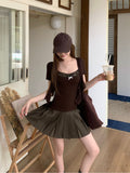 Spice Girl Style With Short-Sleeved Open-Sleeve Shawl Sling Vest Two Sets Of Women's Summer New Fashion Wear Top Tide