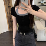 Real Shooting Chart Walled Neck Tie With Two-Piece Body-Sleeved Women's Summer 2025 New Design-Sensitive Niche Short Top