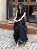 French Tea Winding V-Neck Sleeveless White Dress Women's Summer Loose And Thin Lazy Texture Long Holiday Dress