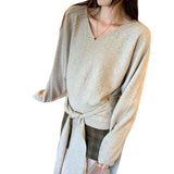 High-End Sense With The Waist V-Neck Knitted Bottom Shirt Women's Autumn And Winter 2025 New Beautiful Beautiful Beautiful Korean Top
