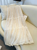 2025 New Velvet Half-Dress Woman Autumn Thin Sweet Design Mesh In The Long A Skirt