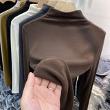 2026 Early Spring Velvet Half-High Collar Bottomed Bottom Shirt Women's Autumn And Winter Atmosphere In The Tight Body And Velvet Grinding Wool Blouse