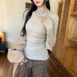 Lyselle Tian Silk Wool High Collar With A Long-Sleeved T-Shirt For Women's Autumn And Winter 2025 New Small Top