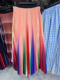 2025 New High-Rise 100-Fold Skirt Half-Dress Woman Pendant Tight Waist Thin High-Grade Elegant Solid Color Dress