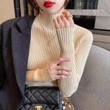 Half-High Sweater Bottoming Shirt Women's Autumn And Winter Thick 2026 New White Top Knitted