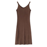 2026 New Sling Dress Spring And Autumn Temperament Thin Knitted Vest Skirt In The Long Black Inside Skirt