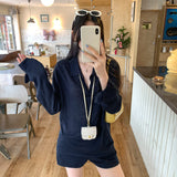 Lazy And Relaxed Loose POLO Shirt Long-Sleeved T-Shirt Casual Shorts Two Sets Of Women's Early Spring 2026 New Top