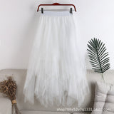 2025 New High-Rise Thin Multi-Layer Irregular Mesh Splicing Cake Skirt In The Long Half Skirt Women's Skirt