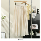 Cotton-Sle Leg Skirts 2025 Summer New High-Waisted Loose-Fitting Casual Pants Skirts With Thin Hanging Linen Skirts