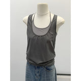 Lyselle Tiansi Hanging Neck Fake Two Sleeveless Sling Sling Vest Women's Summer New Design Feel Top