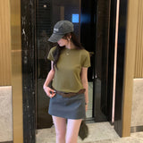 Korean Version Of Yellow Shoulder Short-Sleeved T-Shirt Women's Summer 2026 New Thin High-End Sense Slim Short Top