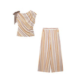 2026 Summer New Women's Fashion Sexy Hottie Striped Top Wide Leg Pants 7057661