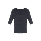 2026 Early Spring Temperament French Dopamine Word Shoulder Sleeve Bottom Knitted Girl Autumn New Body Show