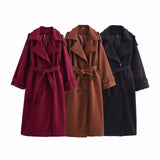 2025 Autumn New Women's Classic British Style Double Row Buckle Trousers Hair Coat Coat Woman