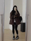 Korean Collar Collar Lattice Splicing Cotton Jacket Women Autumn And Winter New High-End Temperament Relaxed Leisure Thick Cotton Clothes