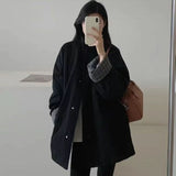 Korean Collar Collar Lattice Splicing Cotton Jacket Women Autumn And Winter New High-End Temperament Relaxed Leisure Thick Cotton Clothes