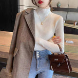 Half-High Sweater Bottoming Shirt Women's Autumn And Winter Thick 2026 New White Top Knitted