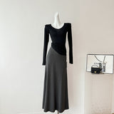 2025 Summer Summer Modal Dress Women Feel Loose Soft Casual Simple Gray Hip Long Skirt