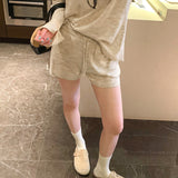 Lazy And Relaxed Loose POLO Shirt Long-Sleeved T-Shirt Casual Shorts Two Sets Of Women's Early Spring 2026 New Top
