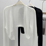 White Cardigan Knitted Coat Thin Small Shawl Women's Shawl 2026 Summer New External Sun Protection Shirt