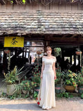 French White Shoulder-Coat Dress Women 2026 New Early Summer Wearing Temperament Thinch Waist Skirt Suit