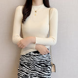 Half-High Collared Bottomed Women 2026 Autumn And Winter New Thin Cloth Cloth With Tight Sweater Slim Thin Knitting Top