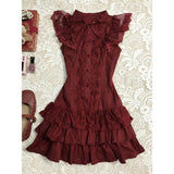 Lace Lace Spliced Bow Sleeveless Dress Women's Summer 2026 New Waist Thin Cake Short Skirt