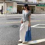 This Year's Popular Pop-Up Loose V-Neck Fake Two Design Lazy Wind Short-Sleeved T-Shirts For Women's Summer New Small Top