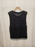 Korean Thin Tuk-Sou Vest Sleeveless Knitted Vest Summer New Super-Looking Hollow Design Feel Beautiful Top