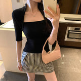 High-Level Korean Chic Chic Chic Collar Five-Sleeved T-Shirt For Women's Summer 2026 New Design Top