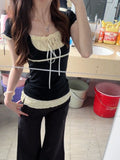 Colling And Colliding With Two Short-Sleeved T-Shirts For Girls Summer Slimming Design With A Sense Of Chic Casual Blouse