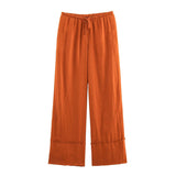 Spring 2025 New Set Women's Long-Sleeved Shirt Top Broad Leg Trousers Loose Design Sense 4786090