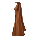 2025 Autumn New Women's Fashion Simple Ribbon Hanging Neck-Laught Dress