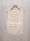 Korean Thin Tuk-Sou Vest Sleeveless Knitted Vest Summer New Super-Looking Hollow Design Feel Beautiful Top