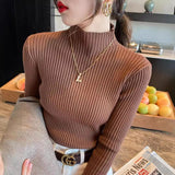 Half-High Sweater Bottoming Shirt Women's Autumn And Winter Thick 2026 New White Top Knitted