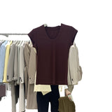 Hot Sales Simple Solid Color T-Shirt Girl Xia Slimming Fashion Big U Collar Short Elastic Bottom Top