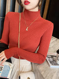Half-High Sweater Bottoming Shirt Women's Autumn And Winter Thick 2026 New White Top Knitted