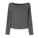 2026 Early Spring Unique Single-In-One Collar Long-Sleeved T-Shirt Women Autumn Senior Do Not Bump The Shirt On The Shoulder