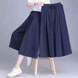 High-Rise Skirts Ladies Summer Thin 2026 New Ice Silk Broad-Legged Pants Pendant Casual Seven-Point Skirt