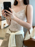 French Unique Lace Long-Sleeved T-Shirt Girl Spring And Autumn New With Slings High-End Feel Super-Looking Coat Top