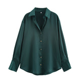 2025 Spring And Summer New Women's Fashion Single Row Buckle Silk Lithry Shirt 2074580