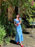 French Floral Dress Women's Summer Yunnan Tourism Wearing Women's Unique Beautiful Waist-Waive Holiday Dress