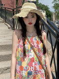 Dopamine Girl Floral Sling Dress Women's Summer 2025 New Lace Splicing Show Slim Age Skirt