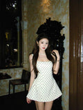 French Wave Point White Sling Dress Woman Summer 2025 Small Temperament Thousands Of Gold Wind Miu Punt Skirt