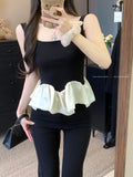 French Temperament Gentle Style Design Stitching Sling Vest Women 2026 Summer New Slimming Top