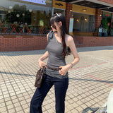Lyselle Tianshu Light High-Level Striped Hanging Neck Vest Women Summer 2026 New Slim Slim Top